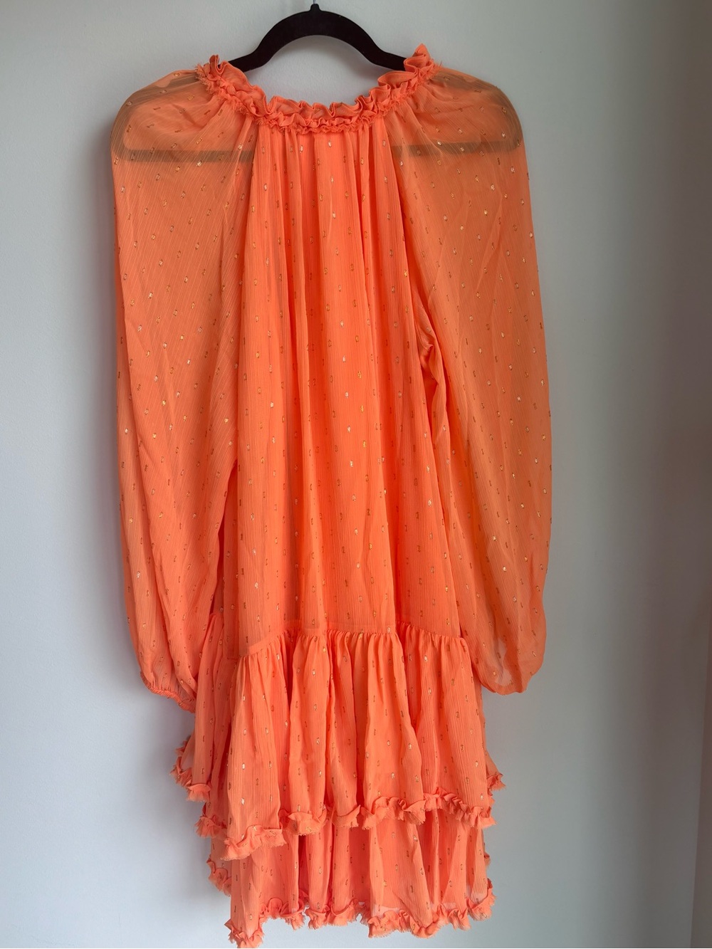 NWT Kobi Halperin Sophia Clip-Dot Blouson Dress Musk Melon Orange S - Picture 7 of 8